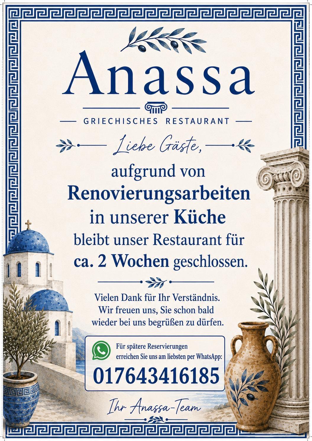Aktuelle Information – Restaurant Anassa